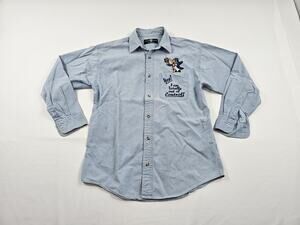 Daffy Duck Denim Shirt, Embroidered Warner Brothers Sz S 1990s